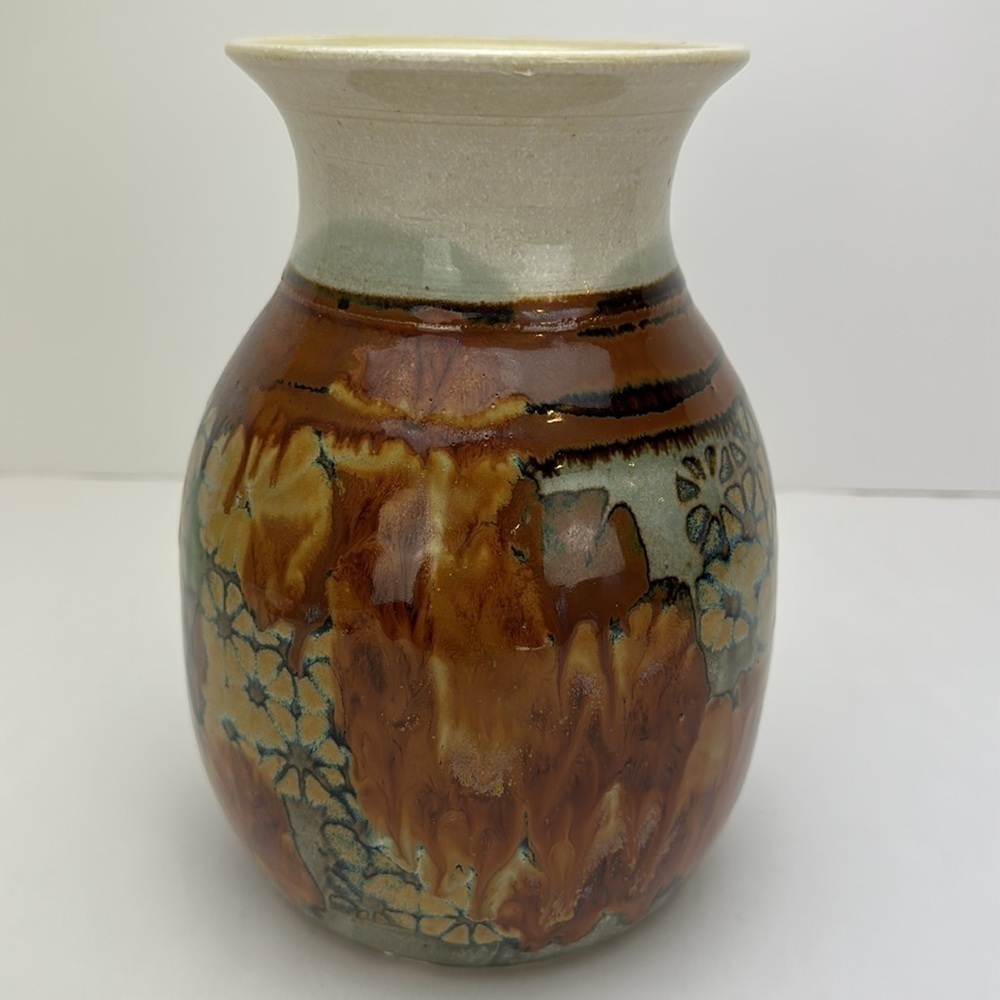 Vtg Apple Lane Studio Art Pottery Vase Abstract Floral Artist Bill Nagengast‎ - Picture 12 of 12